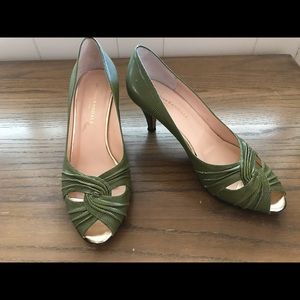 Leoffler Randall Green peep toe heels.